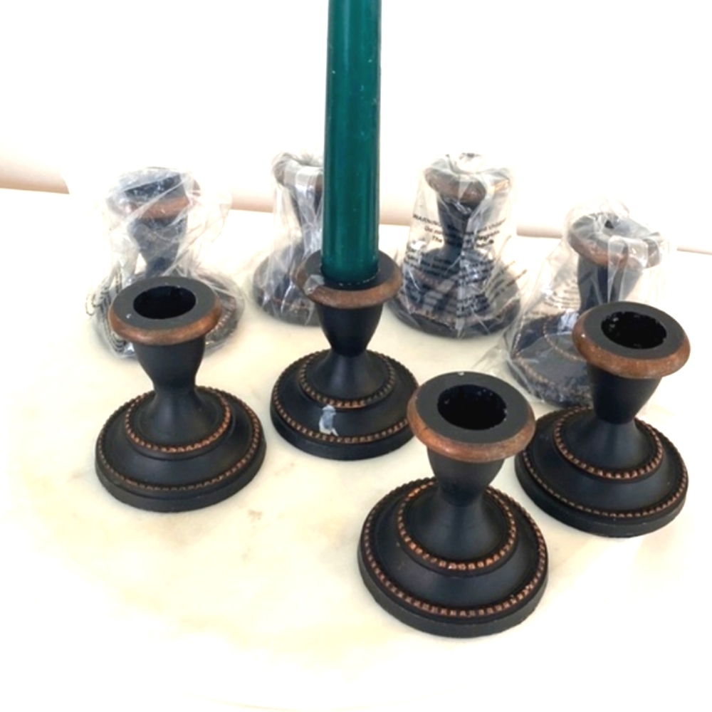 8 Taper candle holders brown/bronze set of 8 Hosley